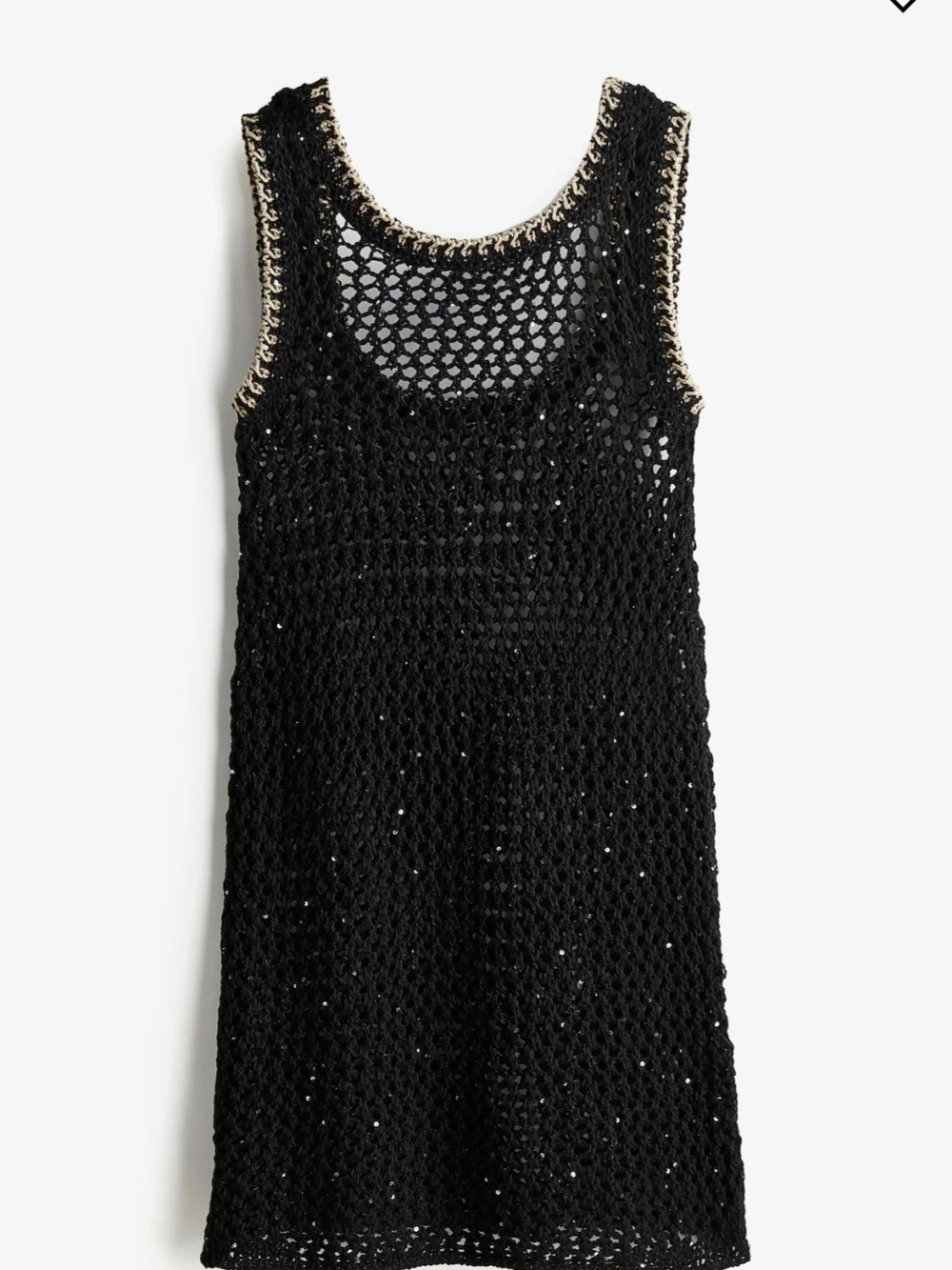 H & M Sequin Crochet Tank Dress with Contrast Trim
